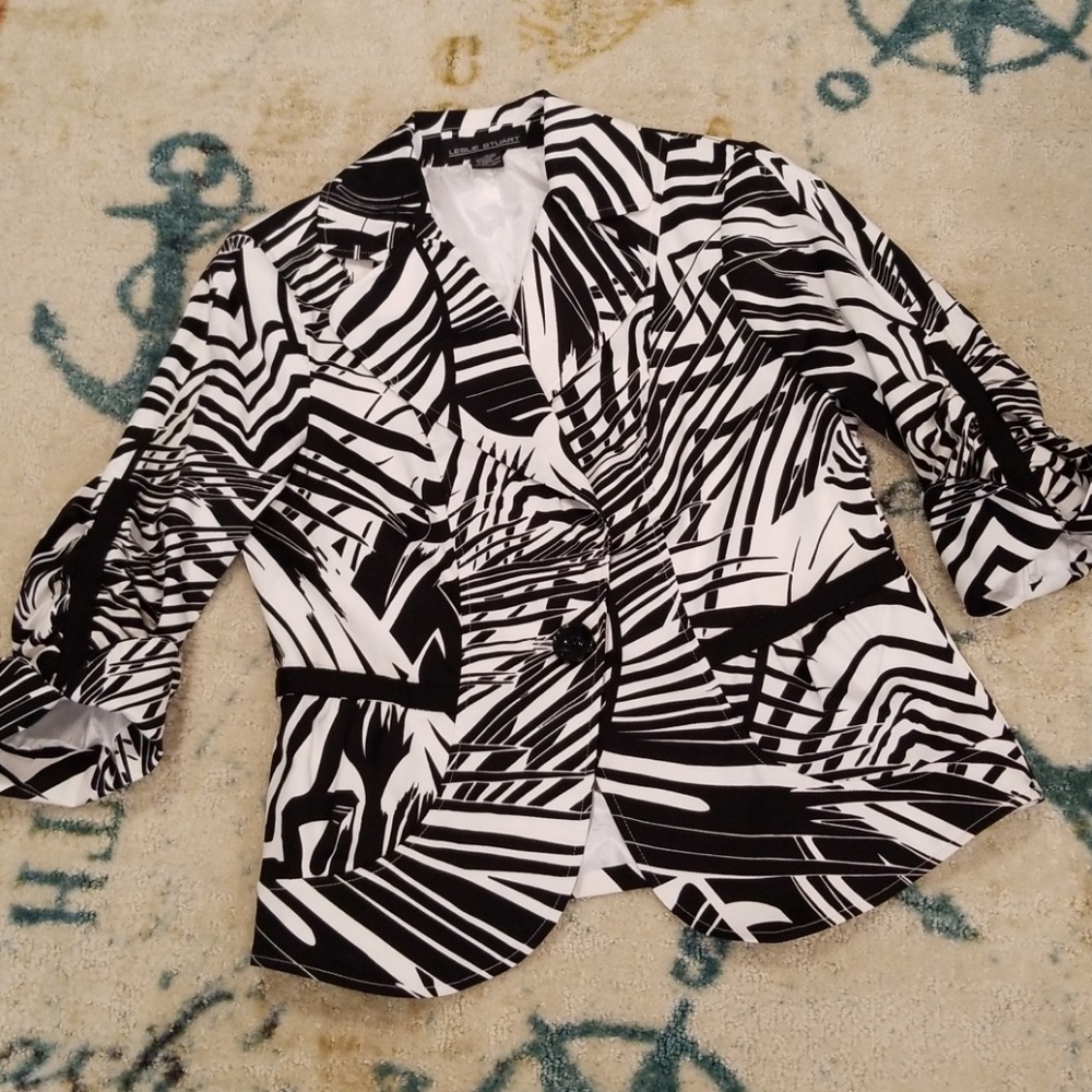 Leslie Stuart Tropical Palm Leaf Blazer Jacket - Picture 2 of 8